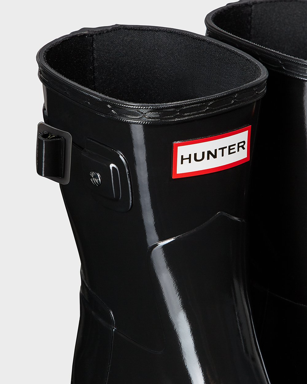 Womens Short Rain Boots - Hunter Refined Slim Fit Gloss (31TVRYWCZ) - Black